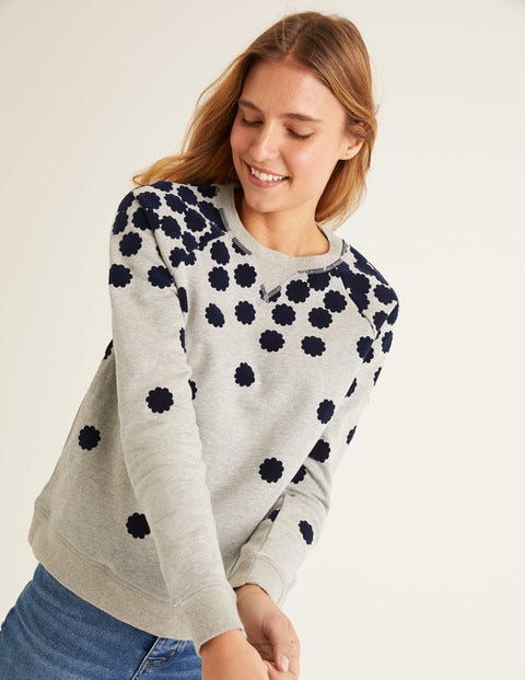 The Sweatshirt - Grey Marl, Floral Flock The Sweatshirt - Grey Marl, Floral Flock