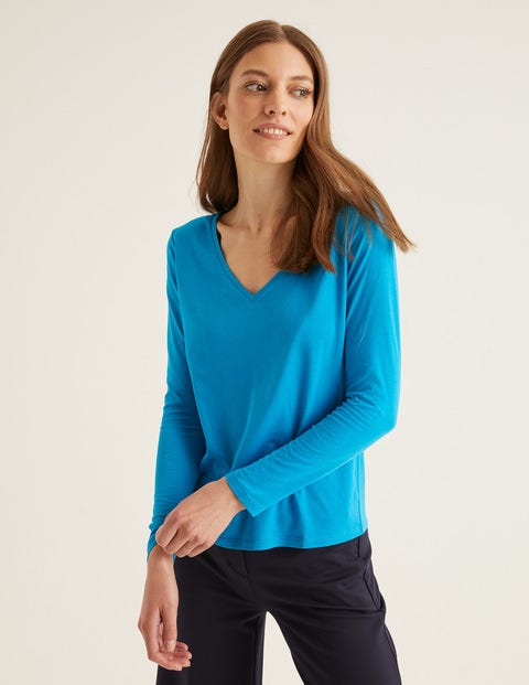 Superweiches T-Shirt mit V-Ausschnitt - Lagunenblau Superweiches T-Shirt mit V-Ausschnitt - Lagunenblau