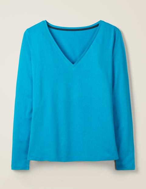 Superweiches T-Shirt mit V-Ausschnitt - Lagunenblau Superweiches T-Shirt mit V-Ausschnitt - Lagunenblau