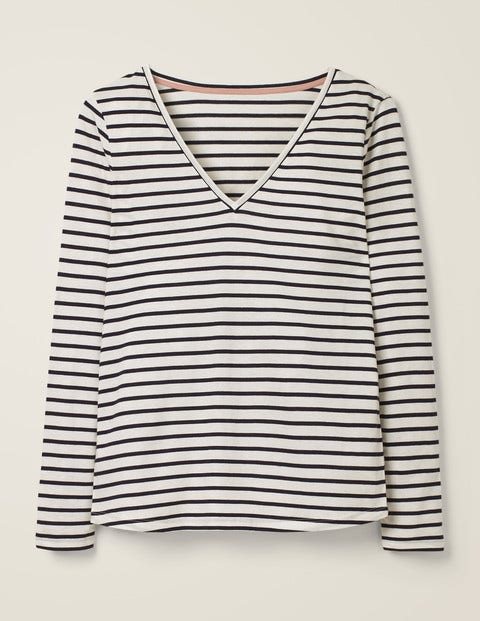 Supersoft V-Neck Tee - Ivory/Navy Supersoft V-Neck Tee - Ivory/Navy