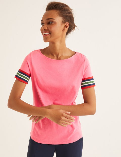 Short Sleeve Striped Cuff Tee - Crayon Pink Multi Short Sleeve Striped Cuff Tee - Crayon Pink Multi