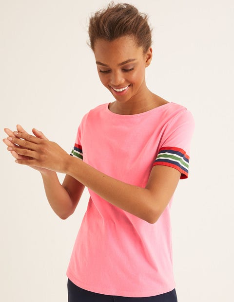 Short Sleeve Striped Cuff Tee - Crayon Pink Multi Short Sleeve Striped Cuff Tee - Crayon Pink Multi