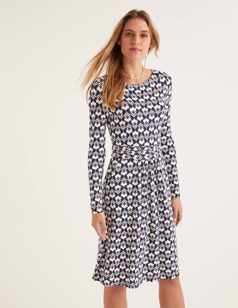 Abigail Jersey Dress - Navy and Ivory, Petal Head Abigail Jersey Dress - Navy and Ivory, Petal Head