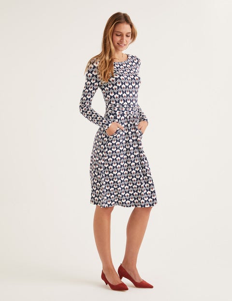 Abigail Jersey Dress - Navy and Ivory, Petal Head Abigail Jersey Dress - Navy and Ivory, Petal Head