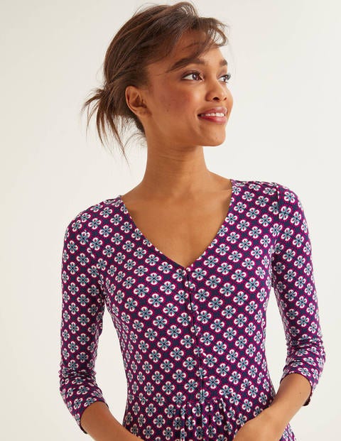 Sabina Jersey Tunic - Navy Vibrant Plum, Bud Tile Sabina Jersey Tunic - Navy Vibrant Plum, Bud Tile