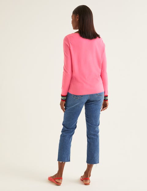 Striped Cuff Tee - Crayon Pink Multi Striped Cuff Tee - Crayon Pink Multi