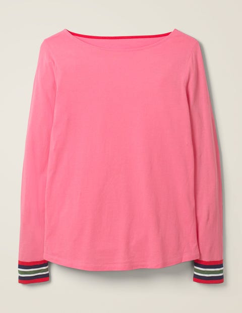 Striped Cuff Tee - Crayon Pink Multi Striped Cuff Tee - Crayon Pink Multi