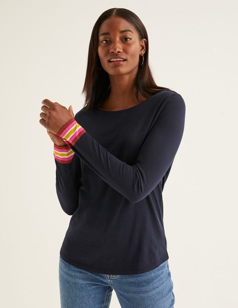 Striped Cuff Tee - Navy Multi Striped Cuff Tee - Navy Multi