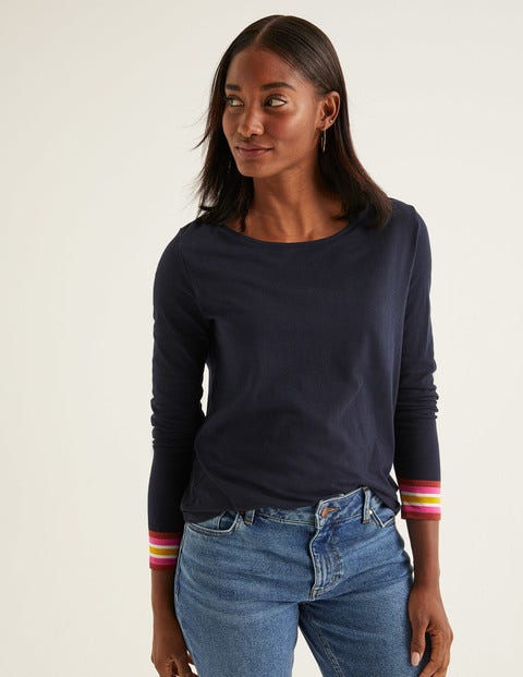 Striped Cuff Tee - Navy Multi Striped Cuff Tee - Navy Multi