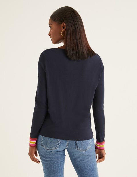 Striped Cuff Tee - Navy Multi Striped Cuff Tee - Navy Multi