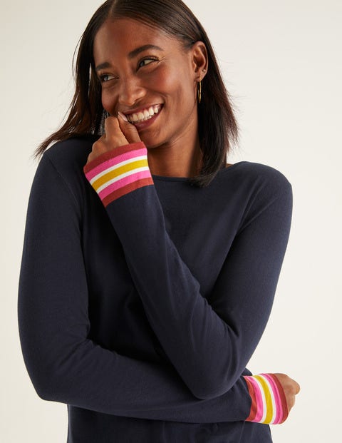 Striped Cuff Tee - Navy Multi Striped Cuff Tee - Navy Multi