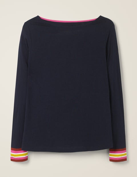 Striped Cuff Tee - Navy Multi Striped Cuff Tee - Navy Multi