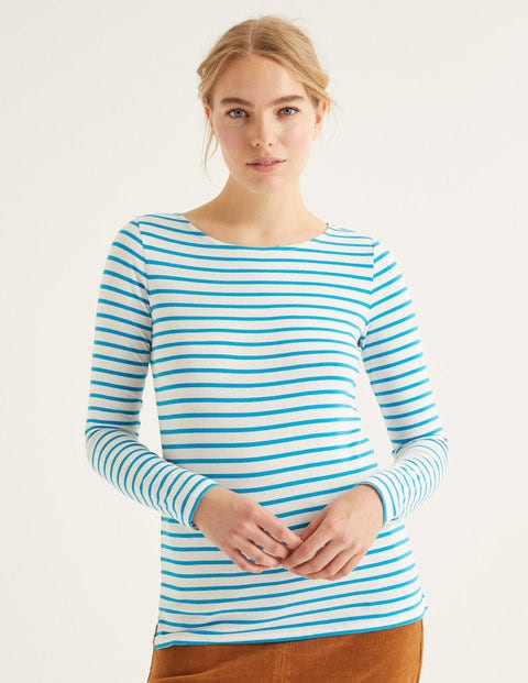 Long Sleeve Breton - Ivory/Blue Lagoon Long Sleeve Breton - Ivory/Blue Lagoon