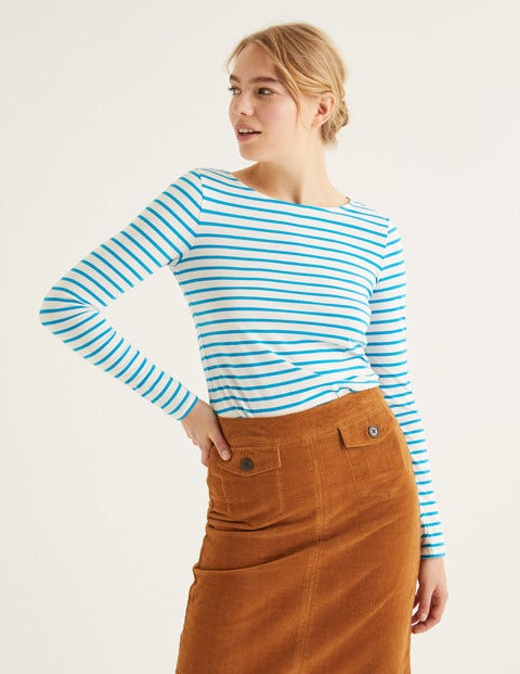 Long Sleeve Breton - Ivory/Blue Lagoon Long Sleeve Breton - Ivory/Blue Lagoon