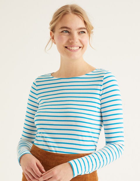 Long Sleeve Breton - Ivory/Blue Lagoon Long Sleeve Breton - Ivory/Blue Lagoon