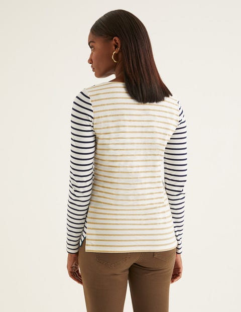 Long Sleeve Breton - Ivory/Gold Metallic Long Sleeve Breton - Ivory/Gold Metallic