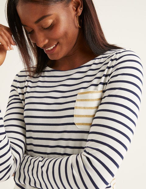 Long Sleeve Breton - Ivory/Gold Metallic Long Sleeve Breton - Ivory/Gold Metallic