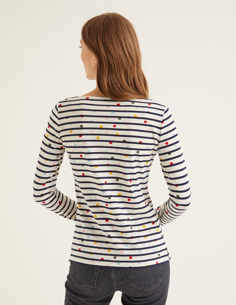 Long Sleeve Breton - Ivory/Navy Multi Dot Long Sleeve Breton - Ivory/Navy Multi Dot