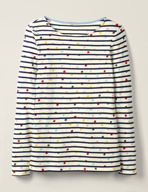 Long Sleeve Breton - Ivory/Navy Multi Dot Long Sleeve Breton - Ivory/Navy Multi Dot