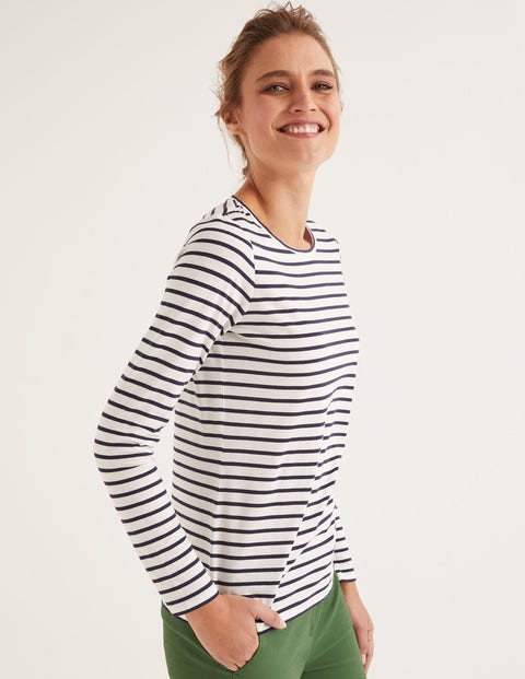 Supersoft Crew Neck Tee - Ivory/Navy Supersoft Crew Neck Tee - Ivory/Navy