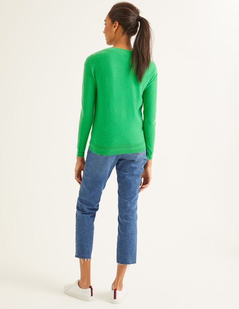 Cashmere Crew Cardigan - Bright Green Cashmere Crew Cardigan - Bright Green