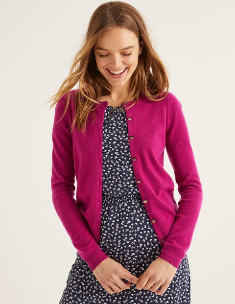 Cashmere Crew Cardigan - Vibrant Plum Cashmere Crew Cardigan - Vibrant Plum