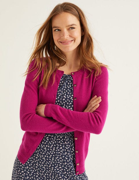 Cashmere Crew Cardigan - Vibrant Plum Cashmere Crew Cardigan - Vibrant Plum