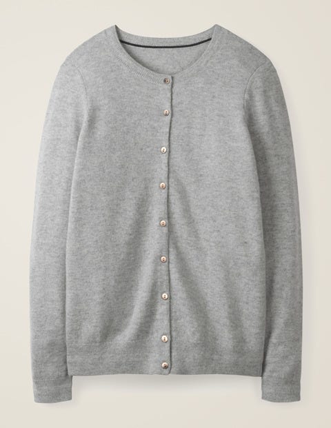 Cashmere Crew Cardigan - Grey Melange Cashmere Crew Cardigan - Grey Melange