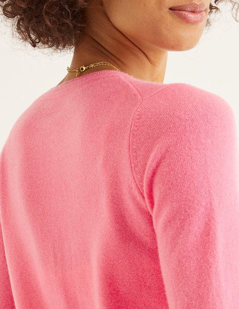 Cashmere Crew Cardigan - Crayon Pink Cashmere Crew Cardigan - Crayon Pink