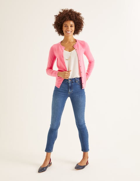 Cashmere Crew Cardigan - Crayon Pink Cashmere Crew Cardigan - Crayon Pink