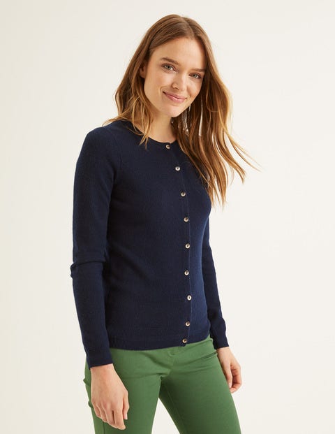 Cashmere Crew Cardigan - Navy Cashmere Crew Cardigan - Navy