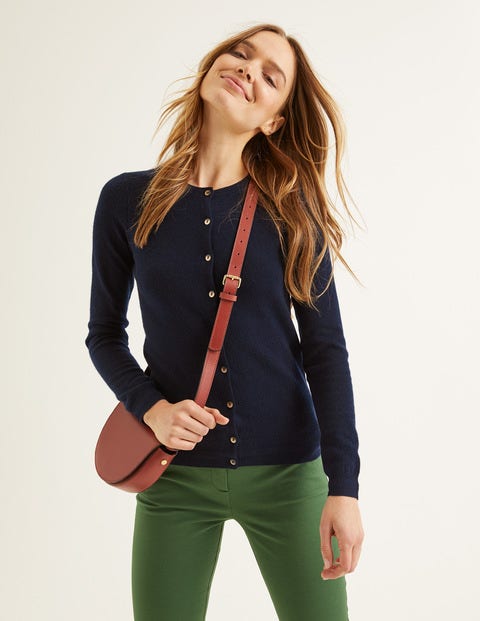 Cashmere Crew Cardigan - Navy Cashmere Crew Cardigan - Navy