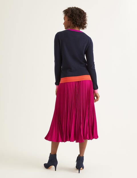 Kaschmircardigan mit Rundhalsausschnitt - Navy/Bunt, Blockfarben Kaschmircardigan mit Rundhalsausschnitt - Navy/Bunt, Blockfarben