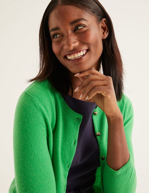 Cashmere Crop Crew Cardigan - Bright Green Cashmere Crop Crew Cardigan - Bright Green