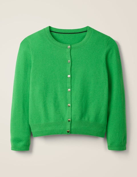 Cashmere Crop Crew Cardigan - Bright Green Cashmere Crop Crew Cardigan - Bright Green