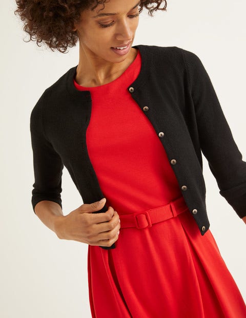 Cashmere Crop Crew Cardigan - Black Cashmere Crop Crew Cardigan - Black