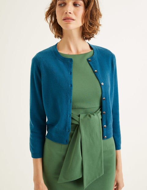 Cashmere Crop Crew Cardigan - Baltic Cashmere Crop Crew Cardigan - Baltic