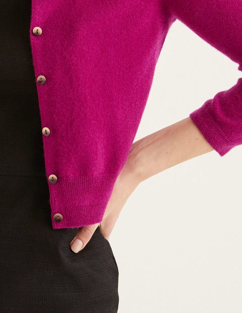 Cashmere Crop Crew Cardigan - Vibrant Plum Cashmere Crop Crew Cardigan - Vibrant Plum