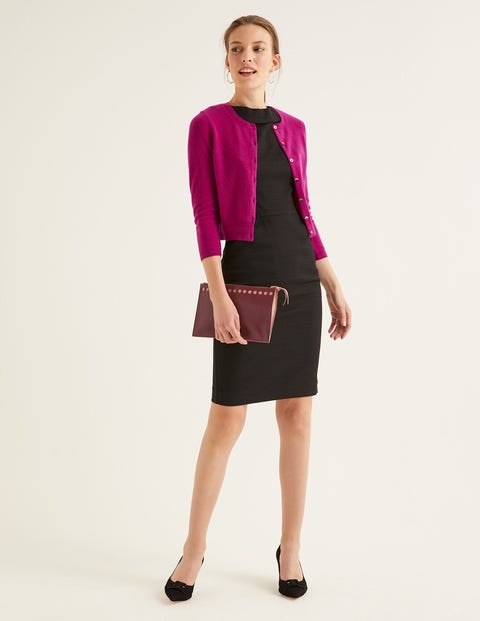 Cashmere Crop Crew Cardigan - Vibrant Plum Cashmere Crop Crew Cardigan - Vibrant Plum