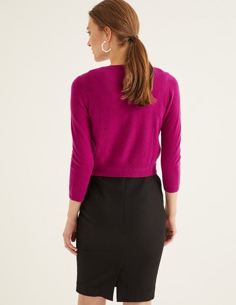 Cashmere Crop Crew Cardigan - Vibrant Plum Cashmere Crop Crew Cardigan - Vibrant Plum