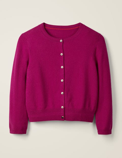 Cashmere Crop Crew Cardigan - Vibrant Plum Cashmere Crop Crew Cardigan - Vibrant Plum