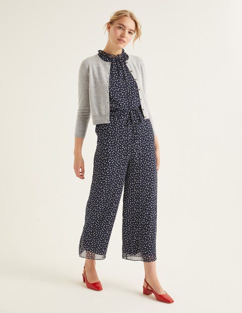Cardigan Court Col Rond En Cachemire - Gris chiné Cardigan Court Col Rond En Cachemire - Gris chiné