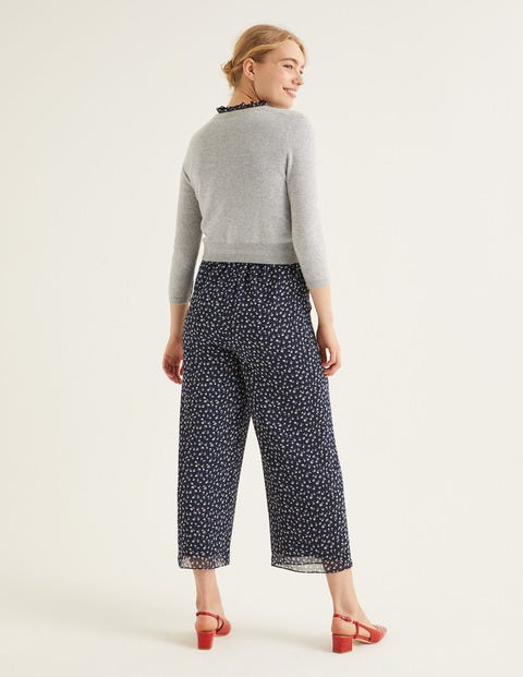 Cardigan Court Col Rond En Cachemire - Gris chiné Cardigan Court Col Rond En Cachemire - Gris chiné