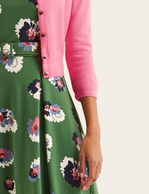 Cashmere Crop Crew Cardigan - Crayon Pink Cashmere Crop Crew Cardigan - Crayon Pink