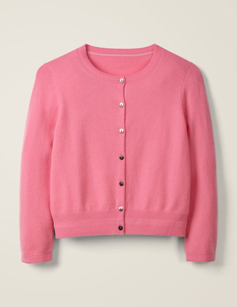 Cashmere Crop Crew Cardigan - Crayon Pink Cashmere Crop Crew Cardigan - Crayon Pink