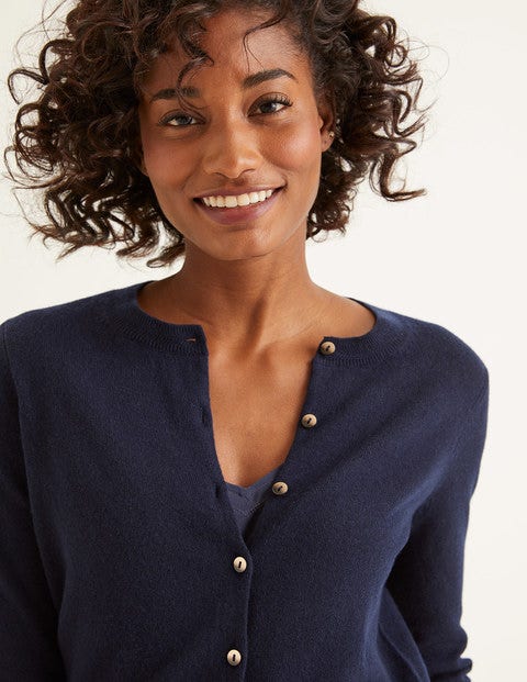 Cashmere Crop Crew Cardigan - Navy Cashmere Crop Crew Cardigan - Navy