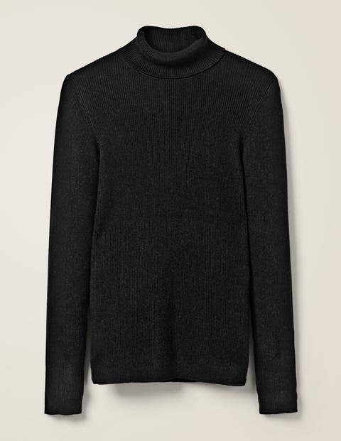 black cotton roll neck jumper