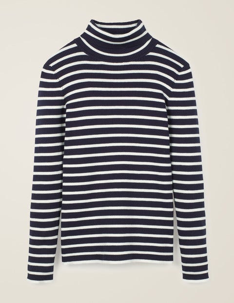 Tilly Roll Neck Sweater - Navy/Ivory Stripe Tilly Roll Neck Sweater - Navy/Ivory Stripe