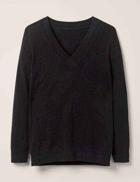 Lässiger Kaschmirpullover Mit V-Ausschnitt - Schwarz Lässiger Kaschmirpullover Mit V-Ausschnitt - Schwarz