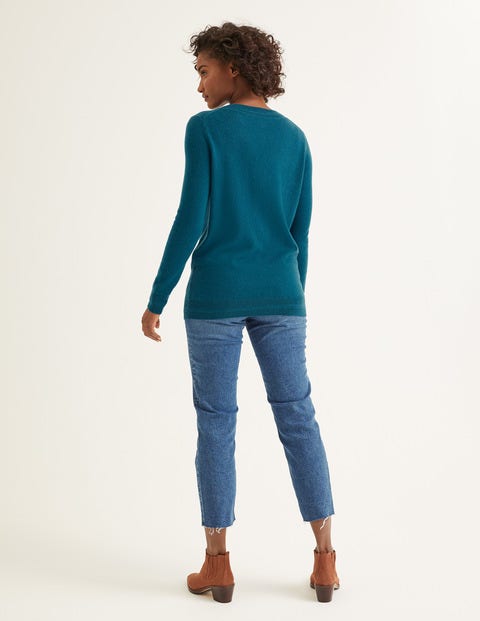 Cashmere Relaxed V-Neck Jumper - Baltic Cashmere Relaxed V-Neck Jumper - Baltic